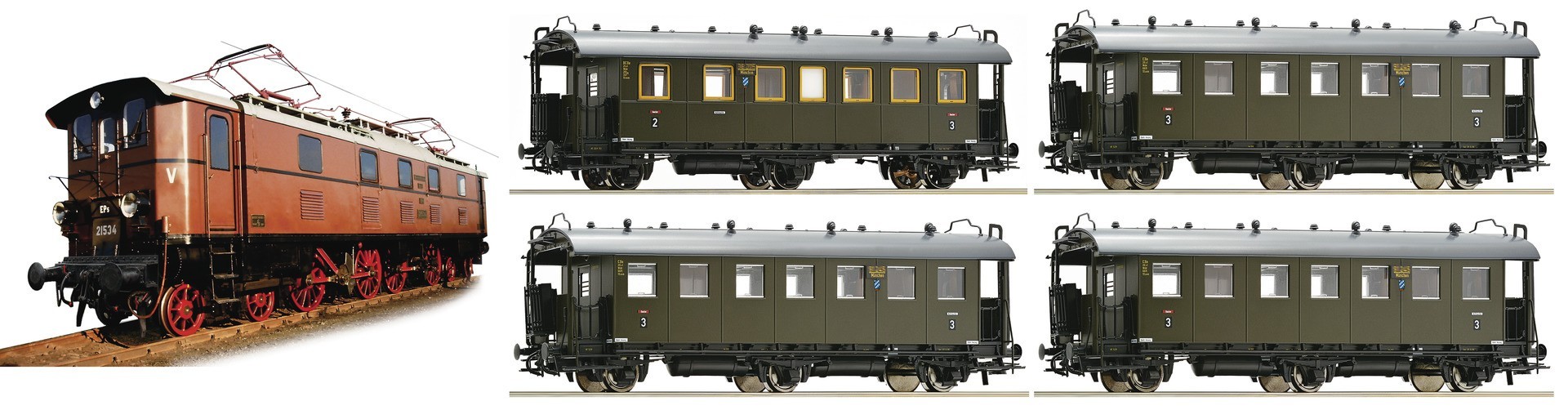 Trains miniatures : locomotives et autorail - Passenger train of the G