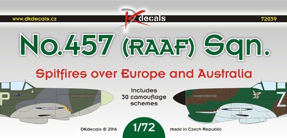 Accessoires - Décal 457 Fusils Spitfires de RAAF sur l'Europe et l'Aus