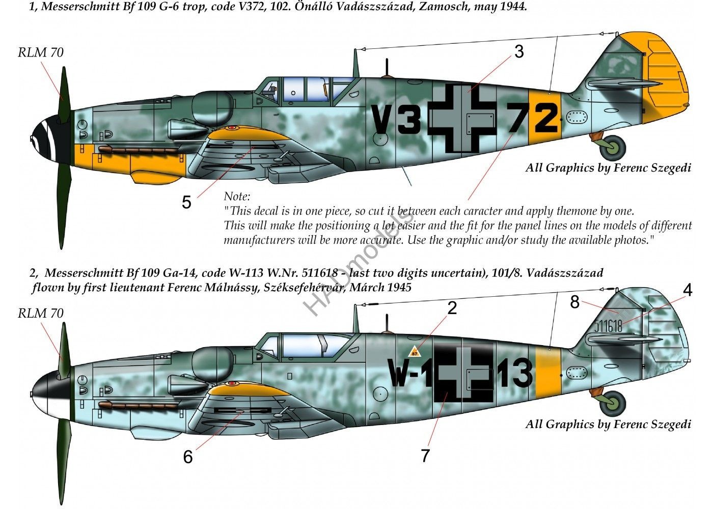 Accessoires - Décal Messerschmitt Bf-109G-14 / Bf-109G-6 Tropical (HUN