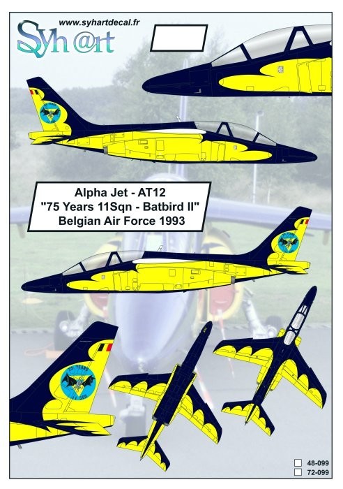Accessoires - Décal Alpha Jet AT12 75 Years 11Sqn - Batbird II Belgian