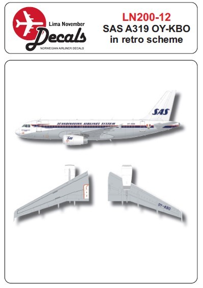 Accessoires - Décal SAS Airbus A319 OY-KBO en rétro cs- 1/200 -Lima No