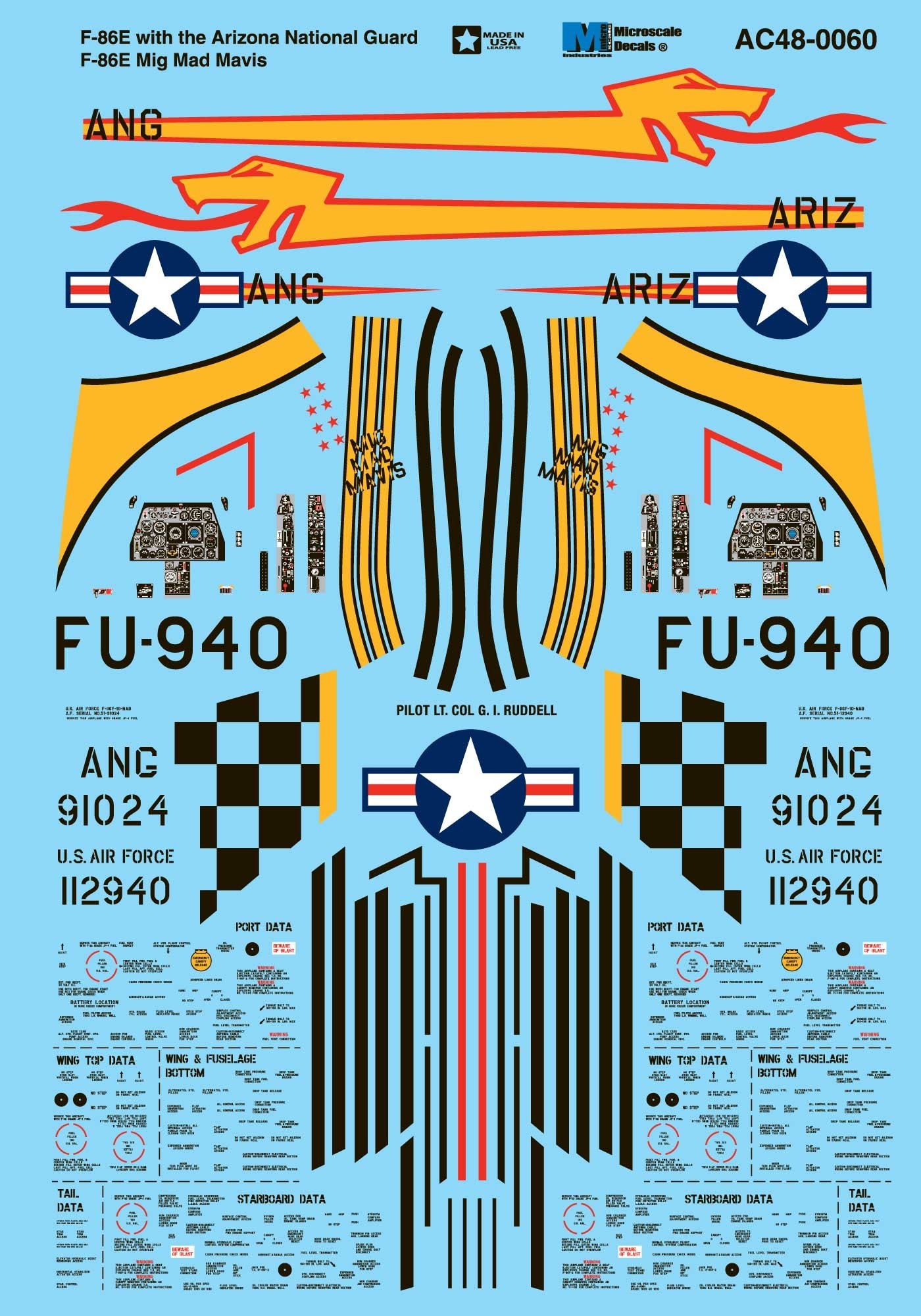 Accessoires - Décal Nor-américain F-86E Sabre (2) 112940 FU-940 38e FS
