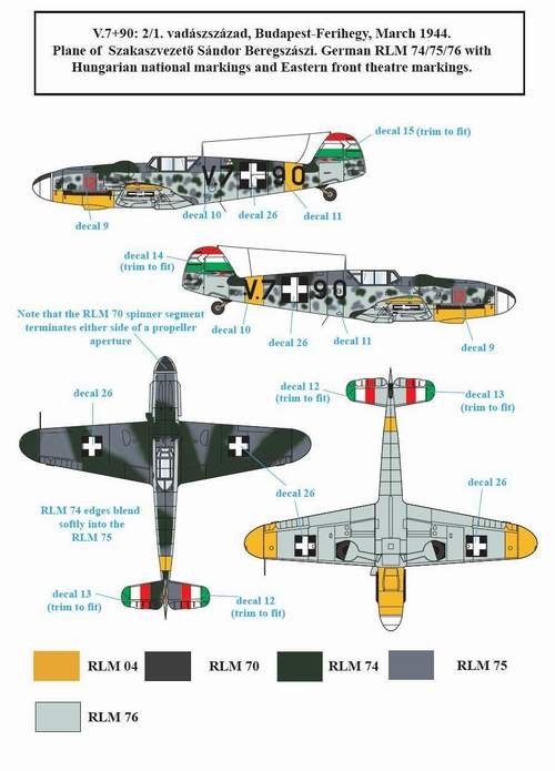 Accessoires - Décal Messerschmitt Bf-109G-6 en service hongrois Vol. j