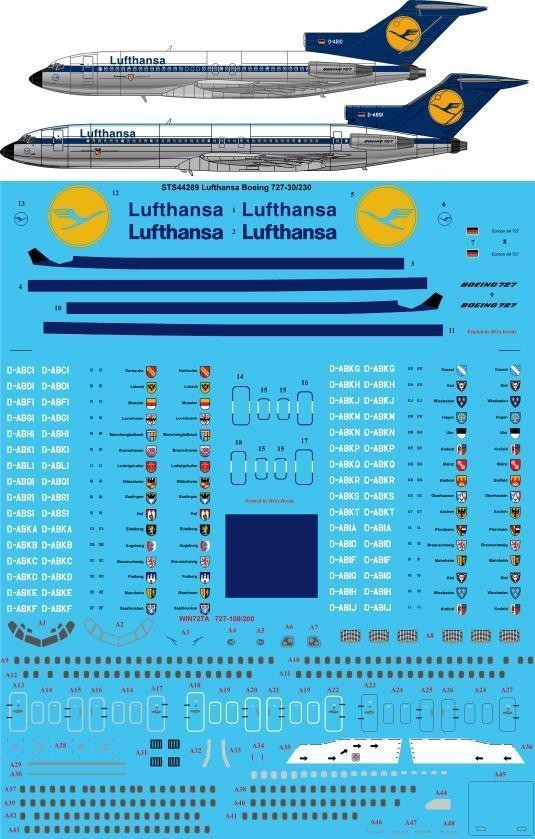 Accessoires - Décal Lufthansa Boeing 727-230-1/144-Twosix Silk
