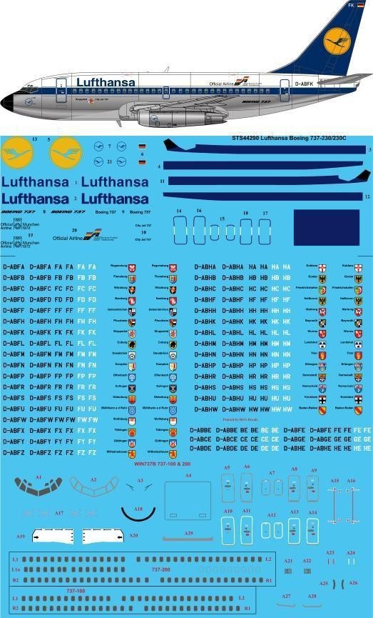 Accessoires - Décal Lufthansa Boeing 737-230-1/144-Twosix Silk