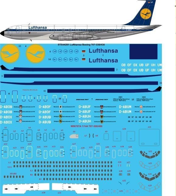 Accessoires - Décal Lufthansa Boeing 707-330B / C & 430-1/144-Twosix S