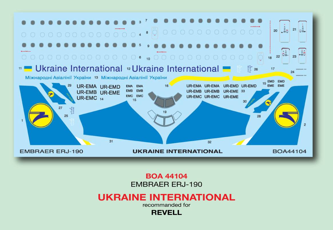 Accessoires - Décal Embraer ERJ-190 Ukraine International. (Conçu pour
