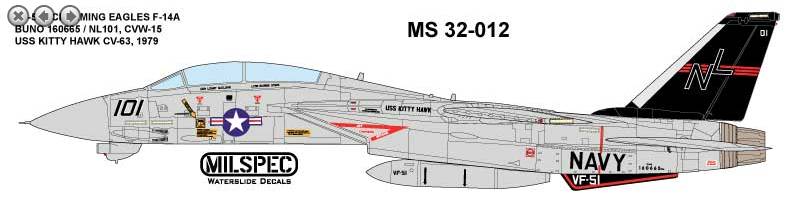 Accessoires - Décal Grumman F-14A Tomcat VF-51 SCREAMING EAGLES F-14A,