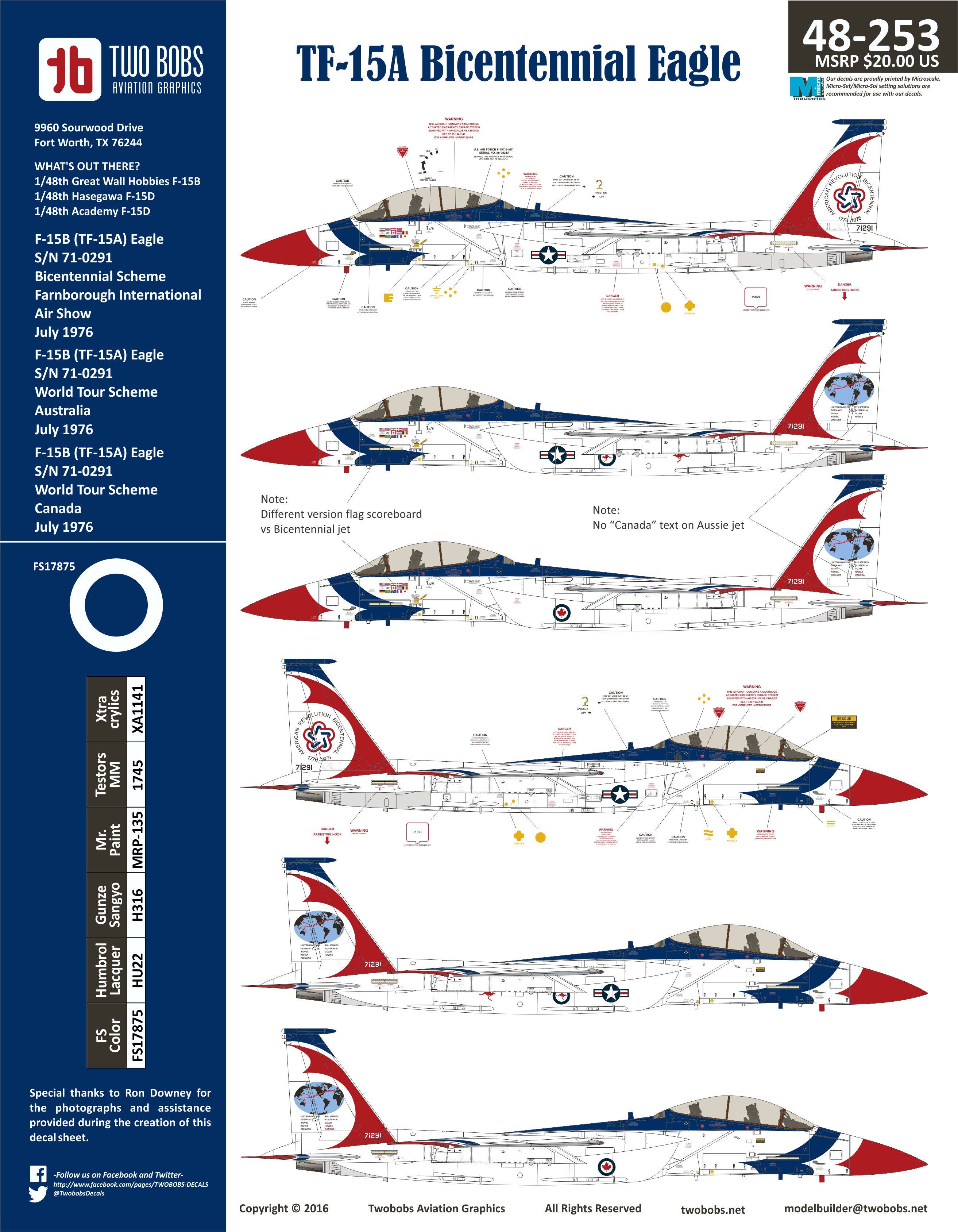 Accessoires - Décal McDonnell TF-15A Bicentenaire Eagles- 1/48 -Two Bo