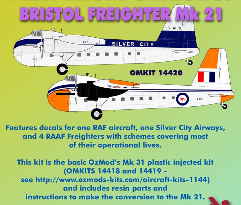 Maquette d'avion - Bristol Freighter Mk.21 avec des autocollants pour 