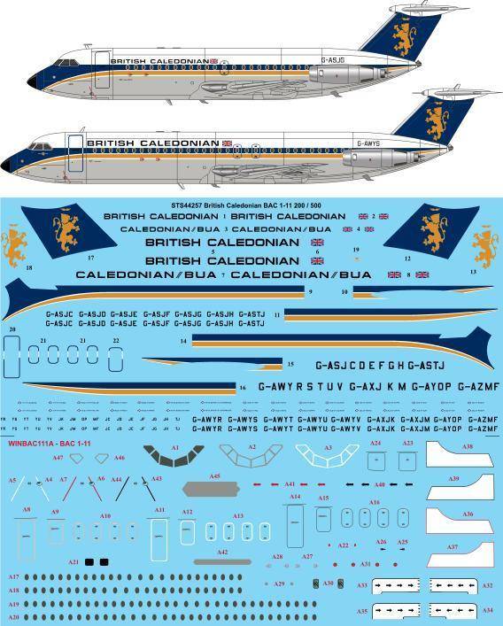 Accessoires - Décal British Caledonian Early BAC 1-11-200 / 500-1/144-