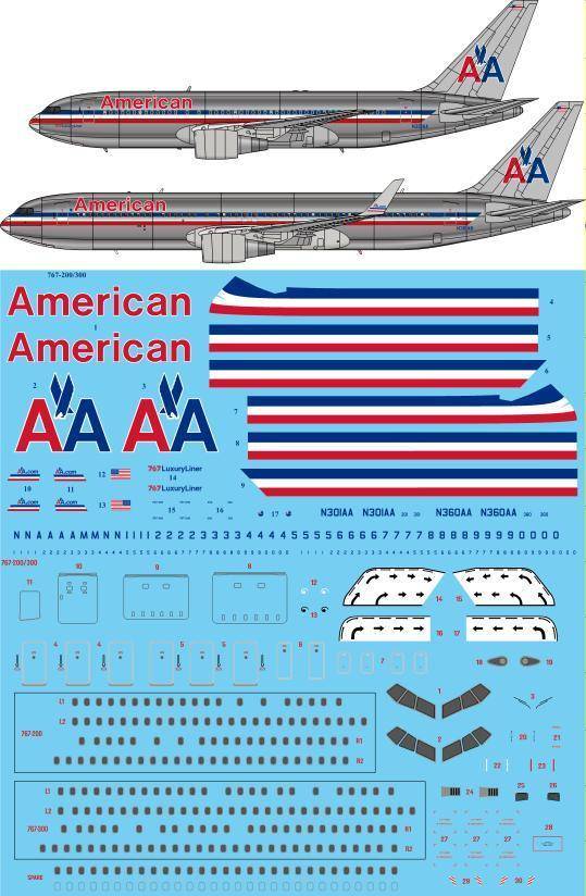 Accessoires - Décal Livraison American Airlines Boeing 767-200 / 767-3