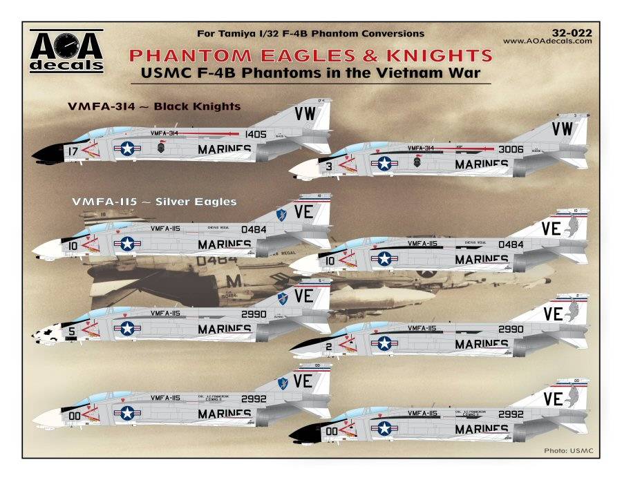 Accessoires - Décal PHANTOM EAGLES & KNIGHTSUSMC F-4B Phantoms dans la