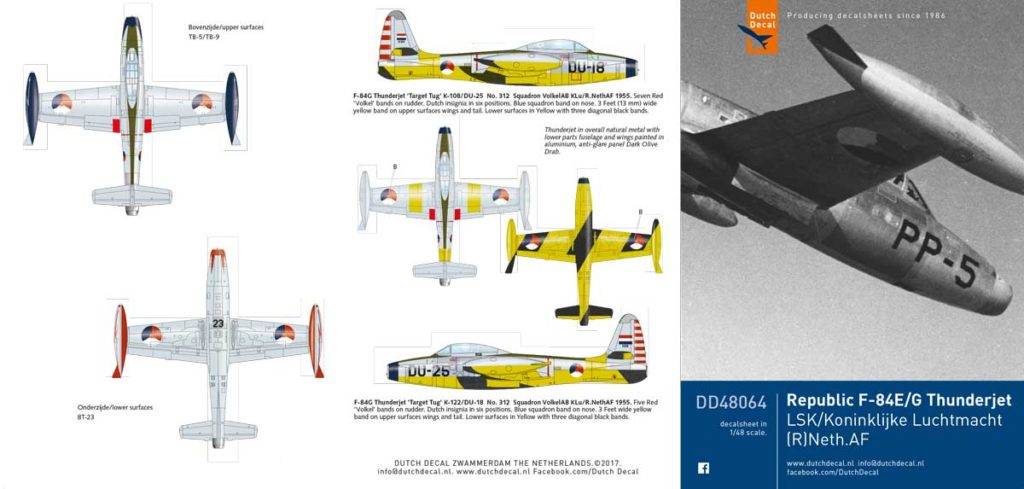 Accessoires - Décal République F-84E / F-84G Thunderjet KLu- 1/48 -Dut