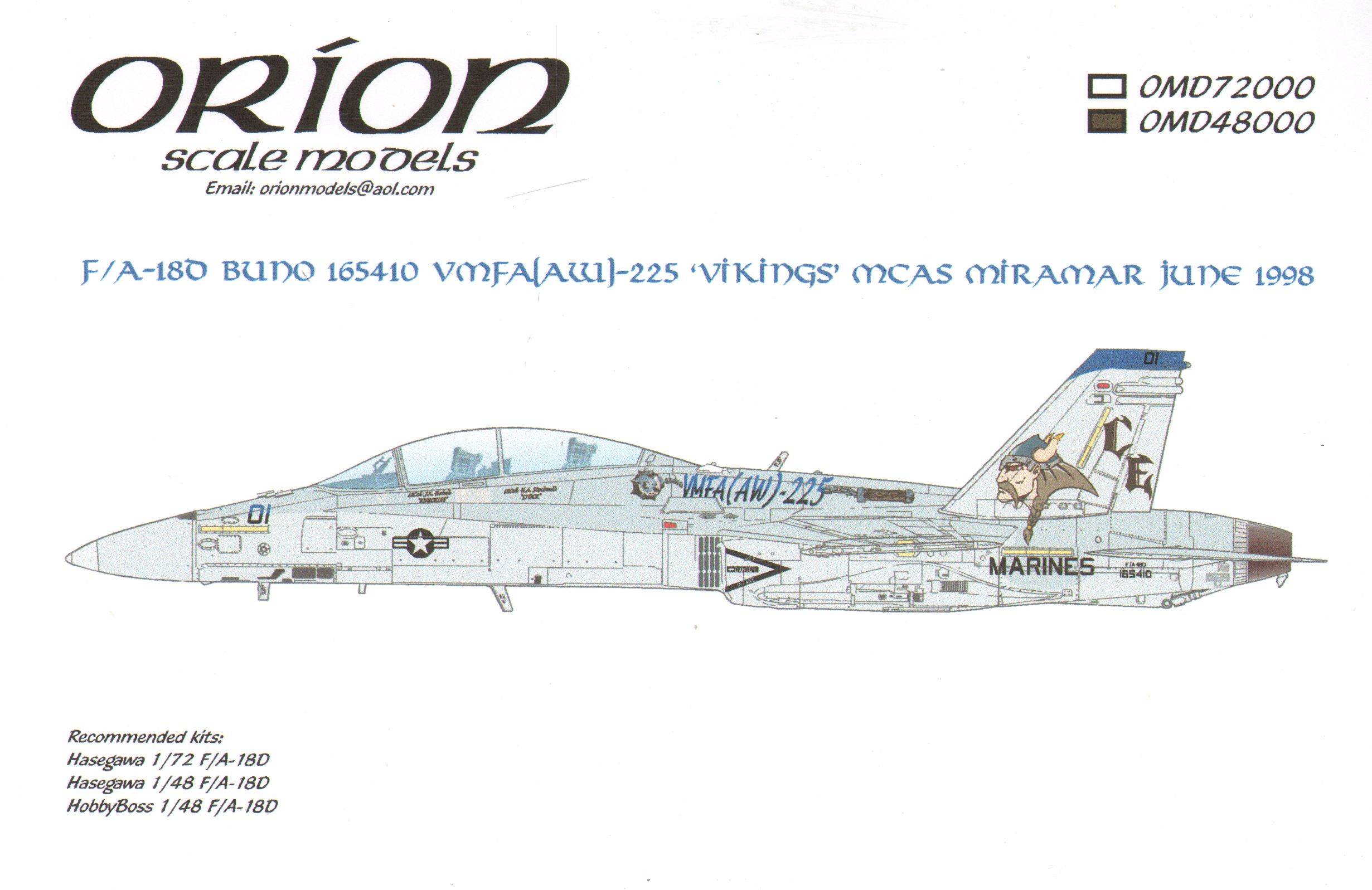 Accessoires - Décal F / A-18D Buno 165410 VMFA (AW) -255 Vikings MCAS 