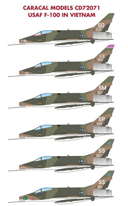 Accessoires - Décal Super-Sabre nord-américain F-100-1/72-Caracal Mode