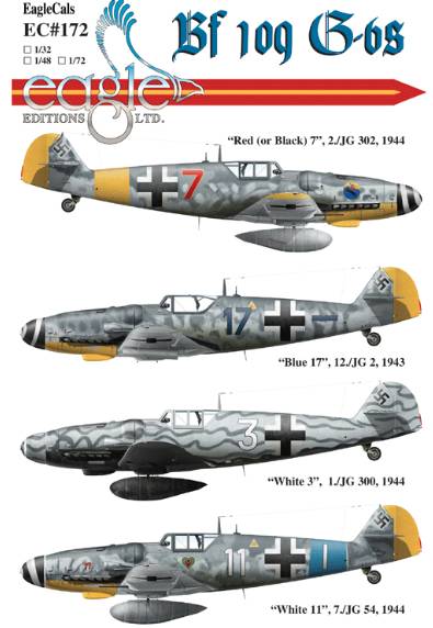 Accessoires - Décal Messerschmitt Bf-109G-6Rouge (ou Noir) 7 2./JG 302