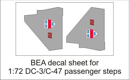 Accessoires - Décal Feuille de décalque BEA-1: 72 étapes DC-3 pax.-1/7