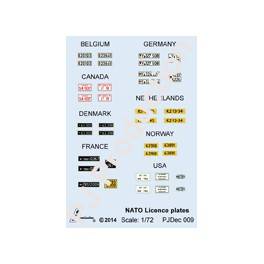 Accessoires - Military Licence Plates (B,CA,DK,F,D,NL,N,USA) - 1/72-1/