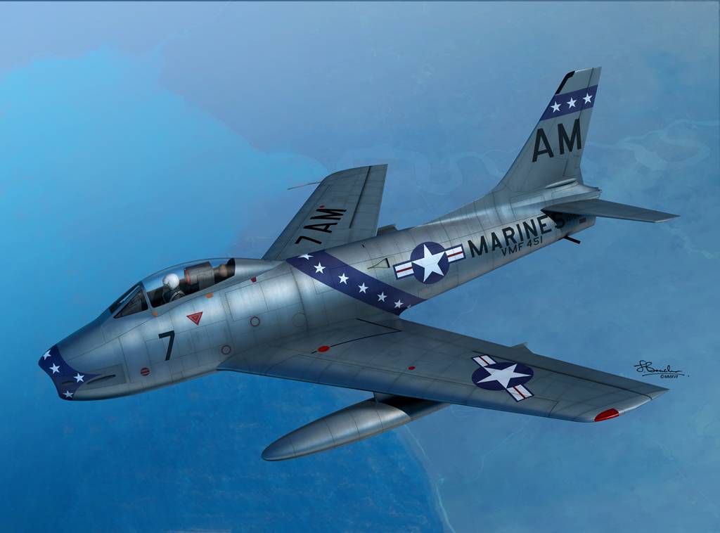 Maquette d'avion - FJ-2 nord-américain Fury 3 marques pour VMF-451, VM