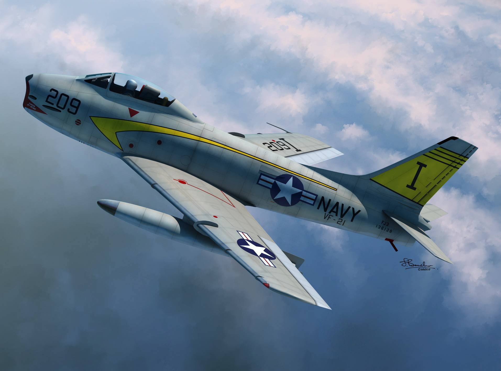 Maquette d'avion - FJ-3 Nord-américaine Fury 3 marques pour VF-21, VF-