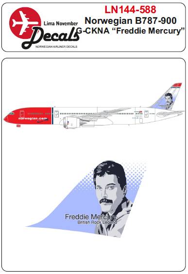 Accessoires - Décal Boeing 787-900 norvégien G-CKNA Freddie Mercury-1/