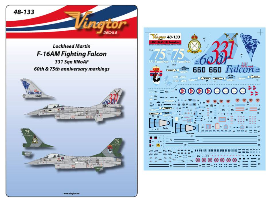Accessoires - Décal RNoAF Lockheed-Martin F-16AM Plans du 60e et du 75