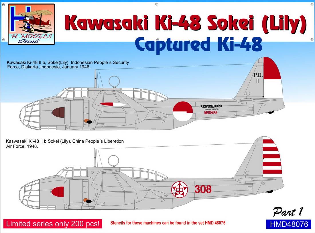 Accessoires - Décal Kawasaki Ki-48-Ib / Ki-48-IIb capturé Lilys, Pt.1-