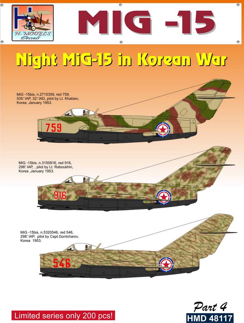 Accessoires - Décal Mikoyan MiG-15 Combattants de nuit sur la Corée, P