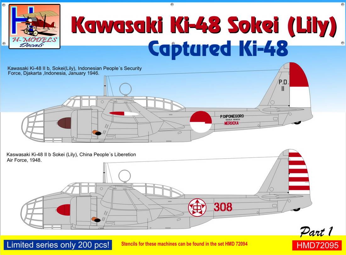 Accessoires - Décal Kawasaki Ki-48-II capturé Lilys, Pt.1-1/72-H-Model