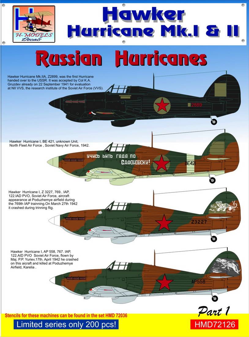 Accessoires - Décal Hurricanes Hawker soviétiques Mk.I / Mk.II, Pt.1 [