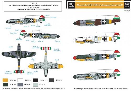 Accessoires - Décal Messerschmitt Bf-109F-4 Air Force hongroise Second