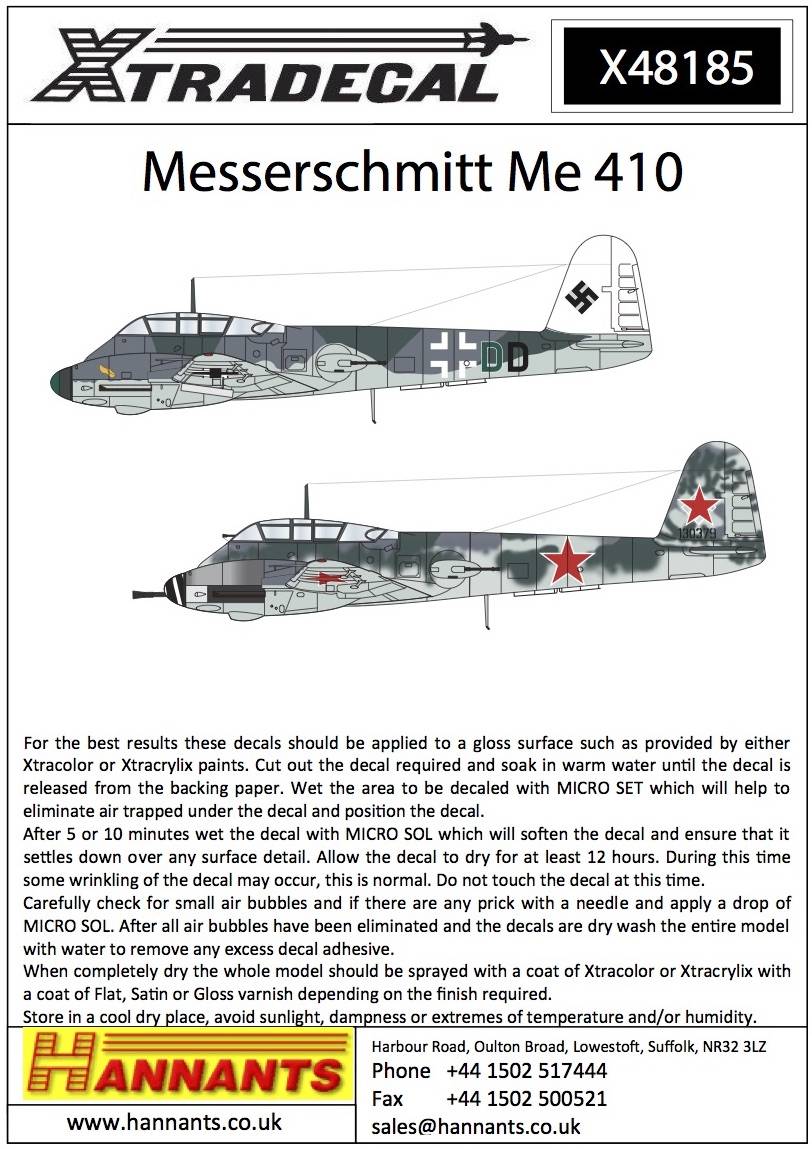 Accessoires - Décal Messerchmitt Me-410A-1 (12) 11 Blanc 4 / ZG26 Lt R