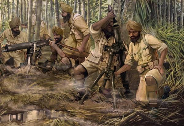 Figurines - Armes lourdes d'infanterie indienne (Seconde Guerre mondia