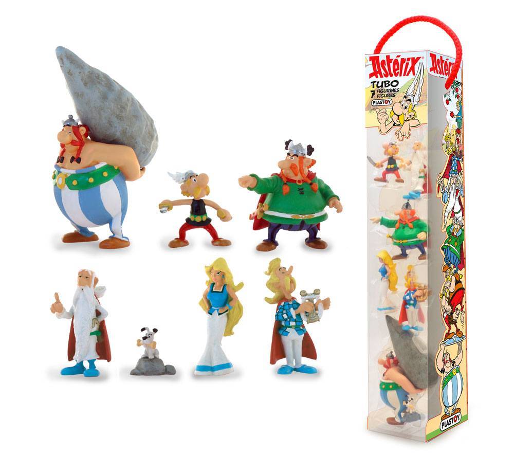Mini-figurines - Astérix tubo 7 figurines Characters 4 - 10 cm--Plasto
