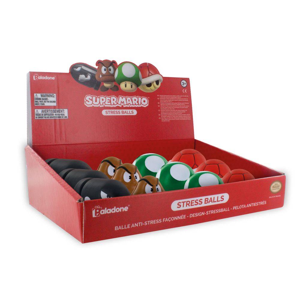 Mini-figurines - Super Mario présentoir balles anti-stress 3D 8 cm (12