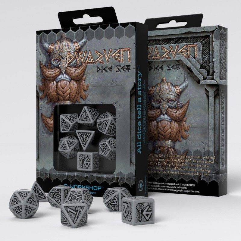 Jeux de plateau et accessoires - Dwarven pack dés gris & noir (7)--Q 