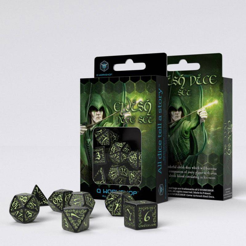 Jeux de plateau et accessoires - Elvish pack dés noir & phosphorescent