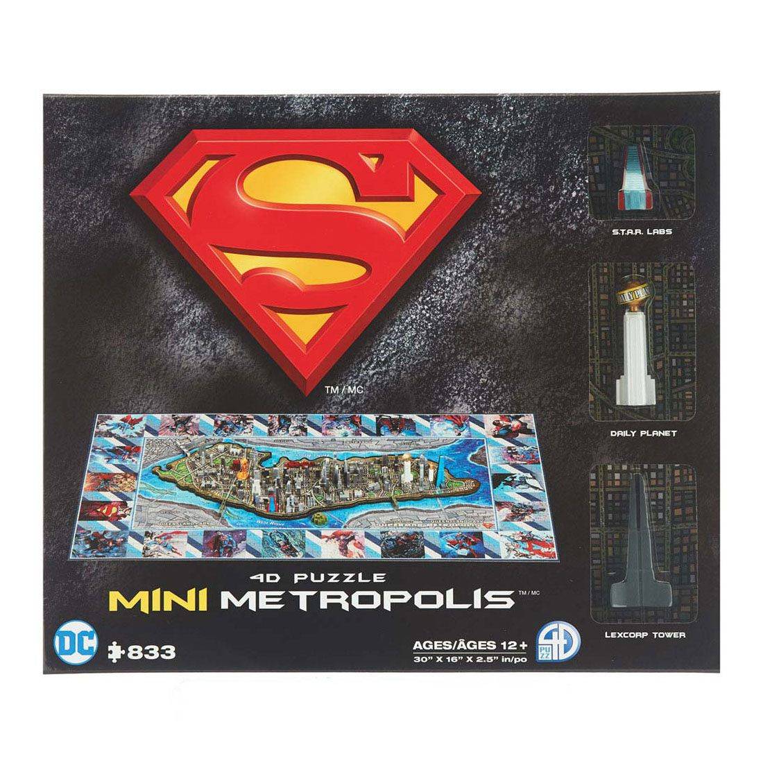 Puzzle 3d - Puzzle 3d Superman puzzle 4D Mini Metropolis (833 pièces)-