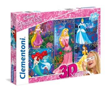 Puzzle - Puzzle Princesses - 3D Vision--Clementoni
