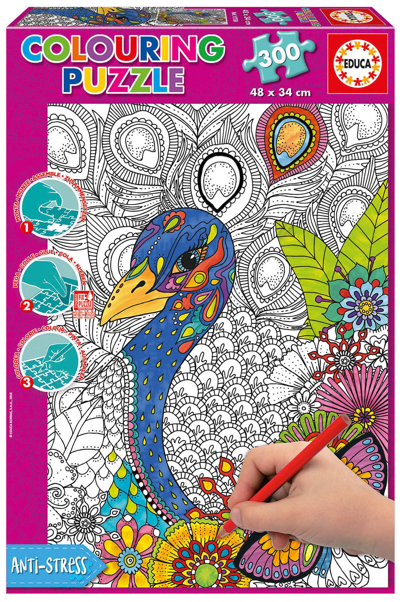Puzzle doodle art - Jungle safari 5 « colouring puzzles »--Educa