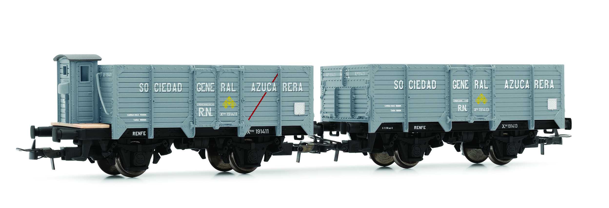 Trains miniatures : matériel remorqué - RN, Unifié, 2 wagons découve