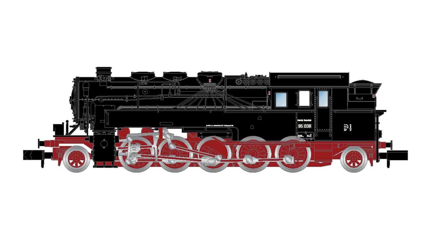 Trains miniatures : locomotives et autorail - DB, BR 95, époque III-N-