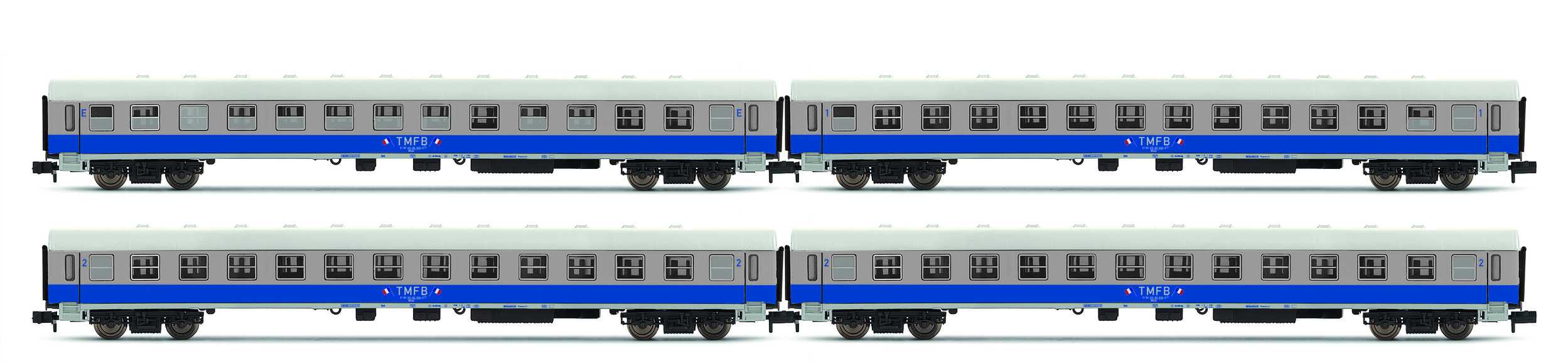 Trains miniatures : locomotives et autorail - 4 pièces. Set de train m