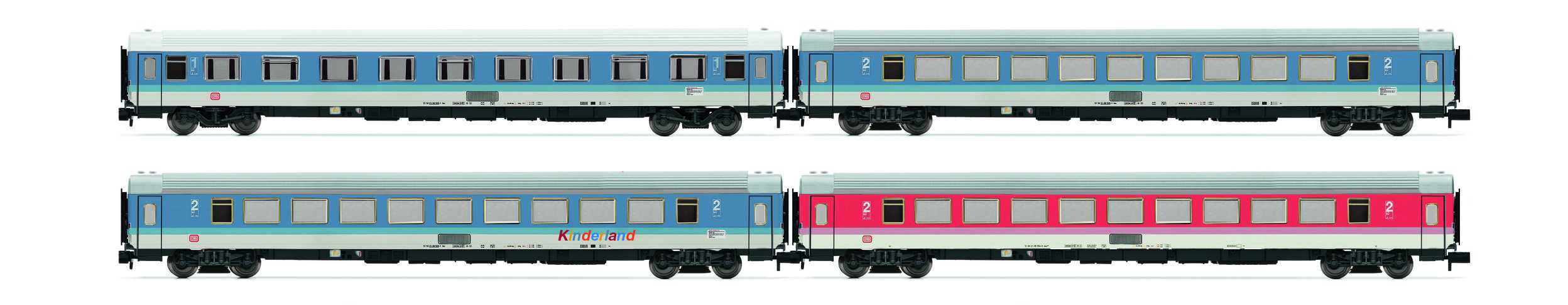 Trains miniatures : locomotives et autorail - Set de 4 pièces FD König