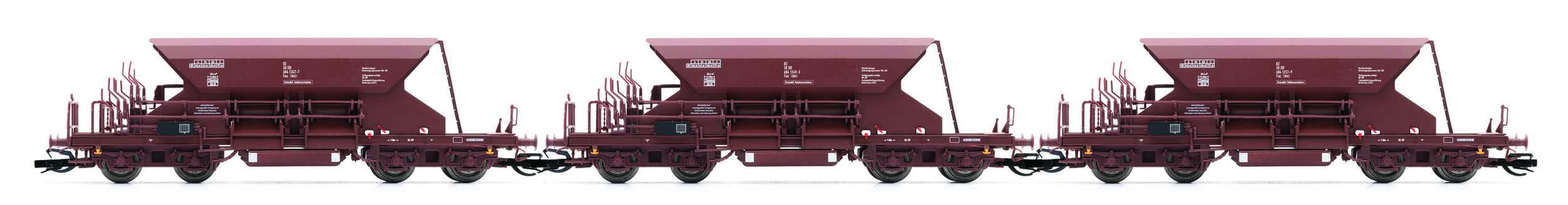 Trains miniatures : locomotives et autorail - Set x 3 wagons à ballast