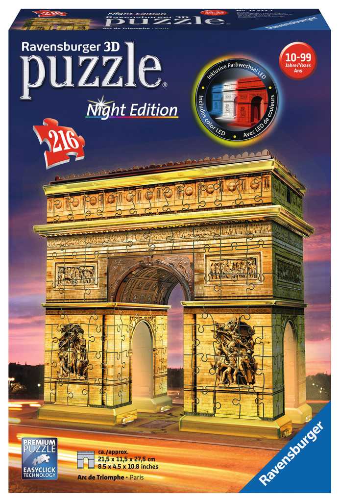 Puzzle 3d - Puzzle 3d Arc de Triomphe - Night Edition--Ravensburger