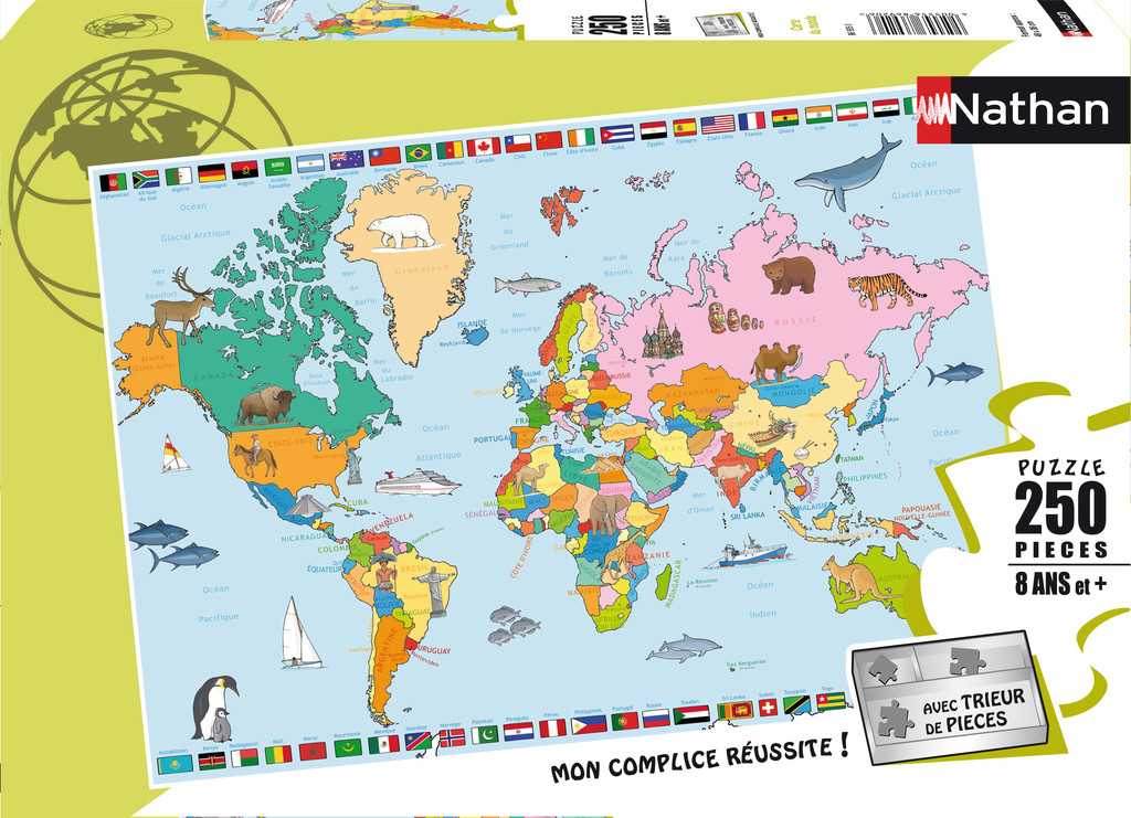 Puzzle enfant - Carte du monde--Nathan
