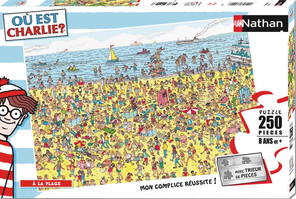 Puzzle enfant - Charlie à la plage / Où est Charlie ?--Nathan