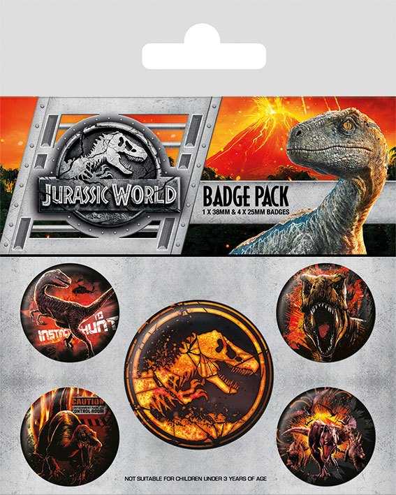 Badges et broches - Jurassic World Fallen Kingdom pack 5 badges--Pyram